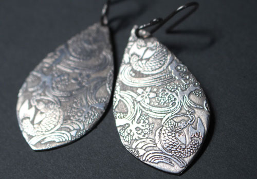 Nishikigoi, japanese carp koi earrings in sterling silver