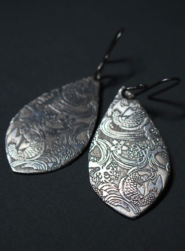 Nishikigoi, japanese carp koi earrings in sterling silver