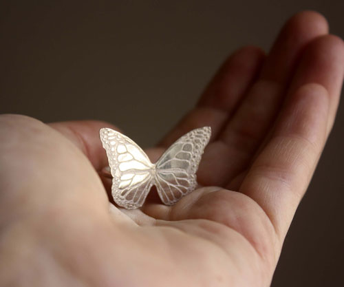 Nymphalidae, monarch butterfly ring in sterling silver