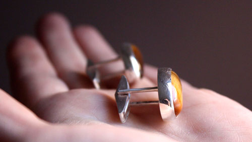 Ojo de León, animal eye cufflinks in sterling silver and tiger eye