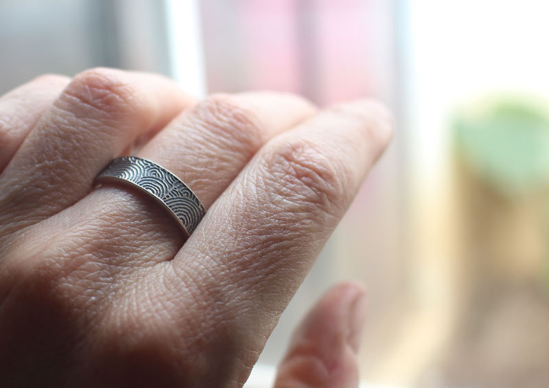 Portal of time, Gavrinis neolithic stele ring in silver