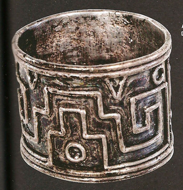 Serpiente de agua, mexican zapotec meander ring in silver