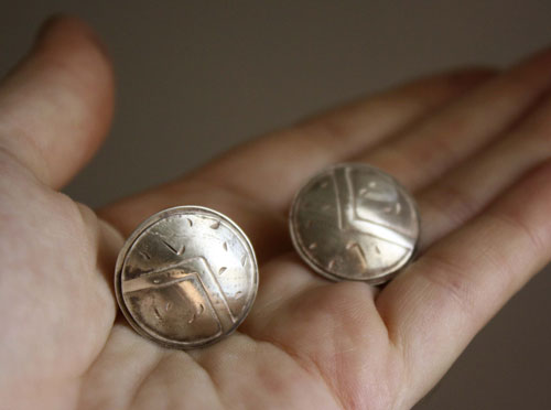 Spartan shield, greek sparta hoplites cufflinks in sterling silver