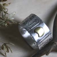 Stonehenge, celtic knots ring in sterling silver and brass