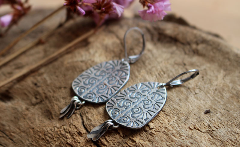 The tree of life, tree and bird earrings in silver