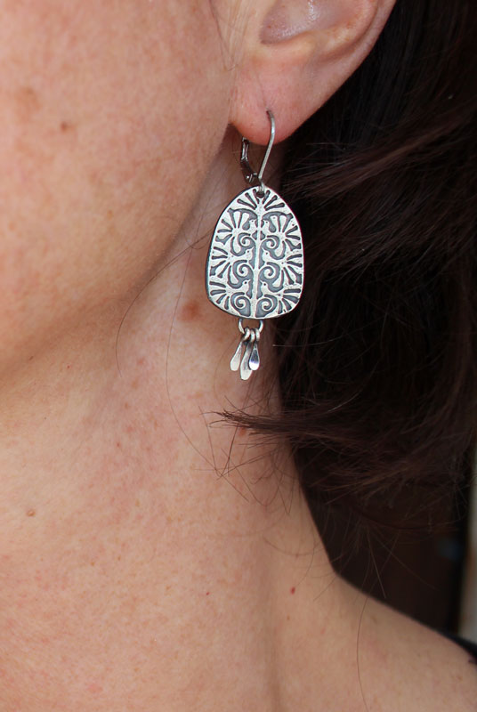 The tree of life, tree and bird earrings in silver