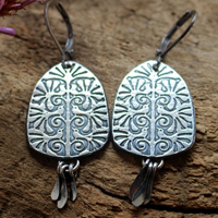 The tree of life, tree and bird earrings in silver