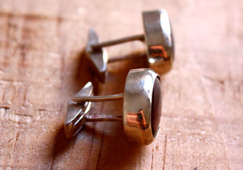 Tiger eye, animal instinct cufflinks in silver and tiger eye