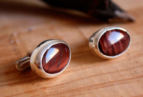 Tiger eye, animal instinct cufflinks in silver and tiger eye