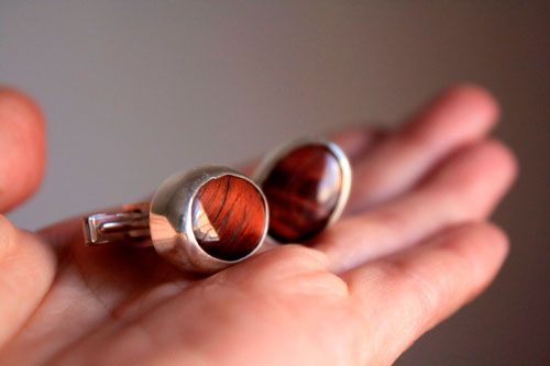 Tiger eye, animal instinct cufflinks in silver and tiger eye