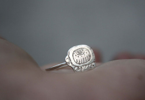 Tzolkin, mayan calendar ring in sterling silver