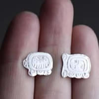 Tzolkin tzolkin, mayan calendar stud earrings in sterling silver