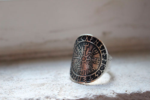 Vegvisir, viking ring in sterling silver