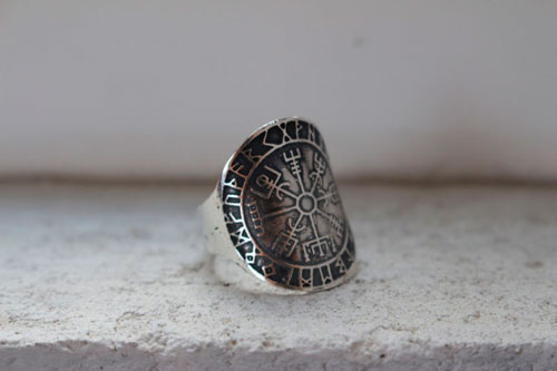 Vegvisir, viking ring in sterling silver