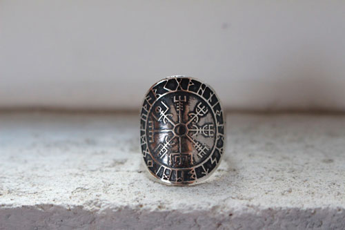 Vegvisir, viking ring in sterling silver