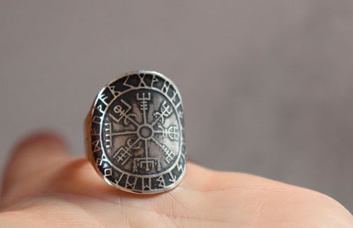 Vegvisir, viking ring in sterling silver