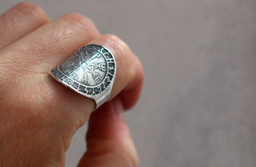 Vegvisir, viking ring in sterling silver