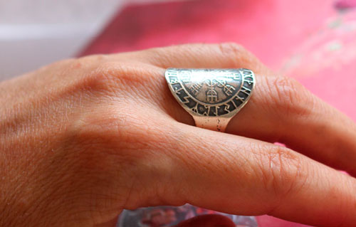 Vegvisir, viking ring in sterling silver