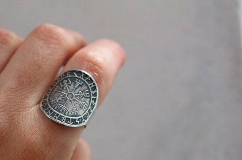 Vegvisir, viking ring in sterling silver