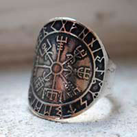 Vegvisir, viking ring in sterling silver